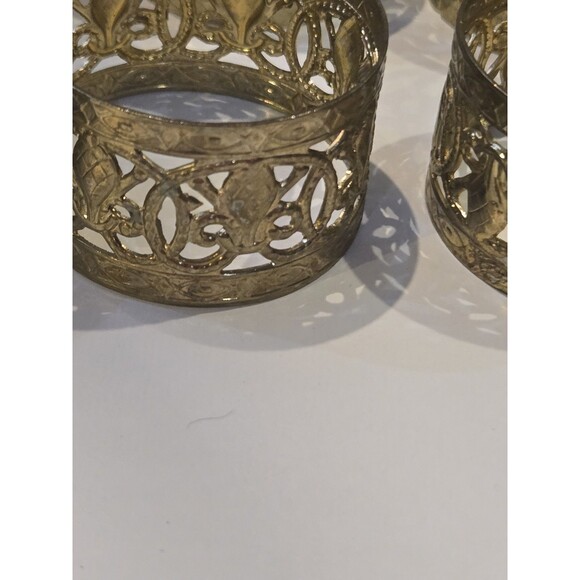 Vtg Kemp & Beatley 12 Napkin Rings Gold Tone Metal Filigree 1980's Table Setting - Picture 3 of 3